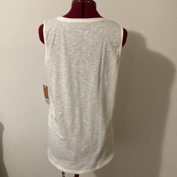 Sonoma Life+Style sleeveless cream tee size L with blue embroidery 60%cotton - Picture 2 of 8